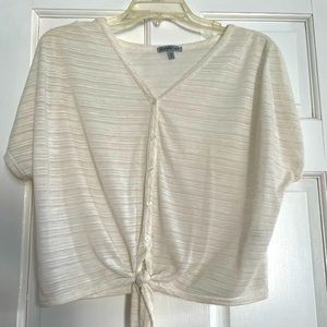 White front-tie blouse